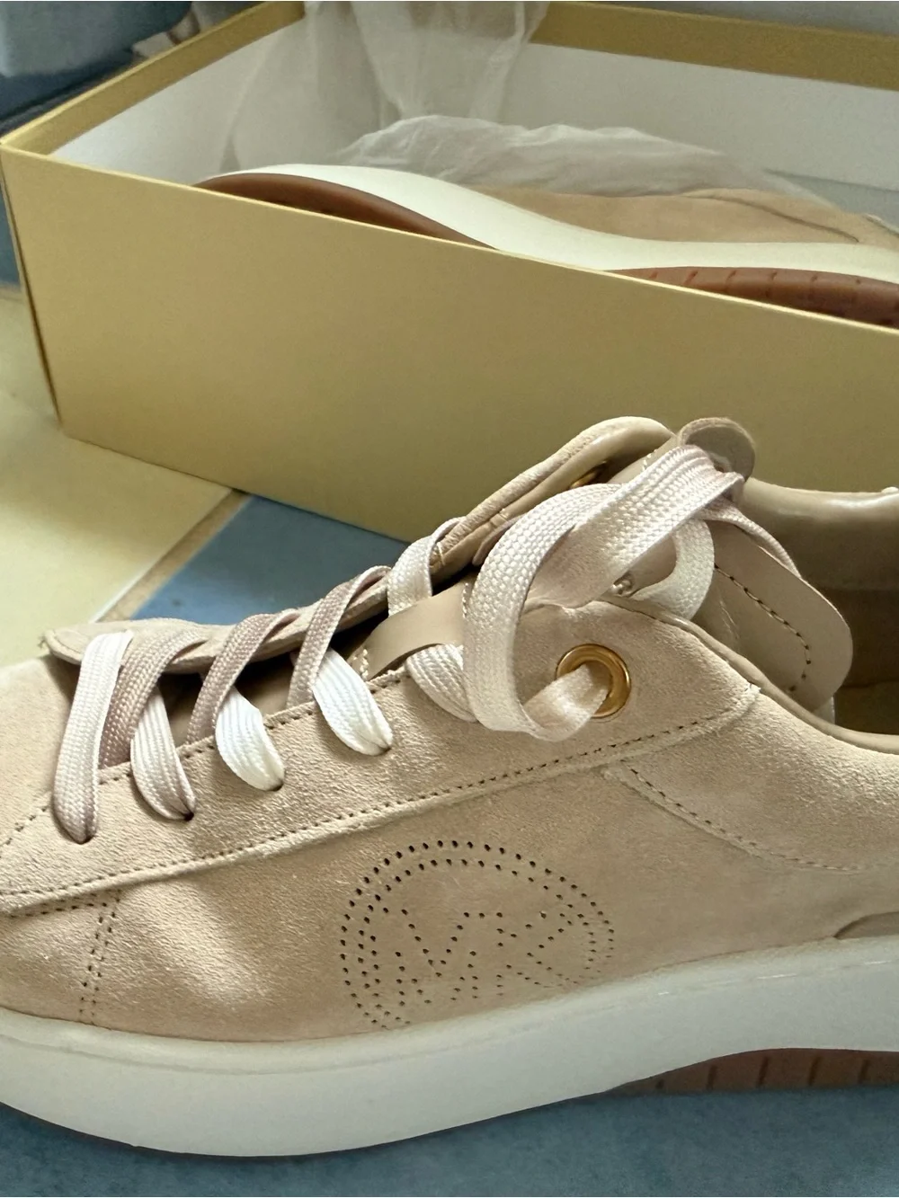 Michael Kors Tan Suede Platform Lace-Up Sneakers